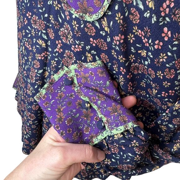 VERONICA BEARD Betta floral blouse Green Purple Size 0 NWT - Picture 10 of 16